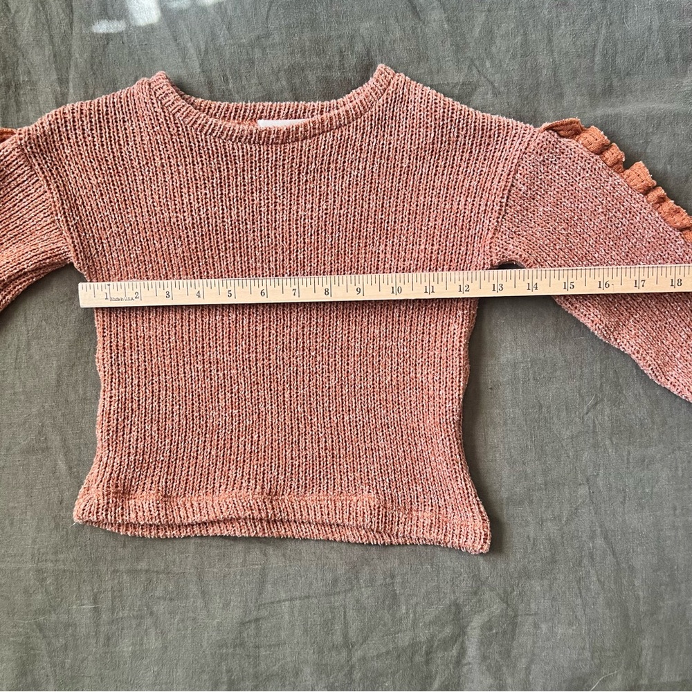 Vignette Ruffle Sleeve Sweater, orange - Picture 6 of 8